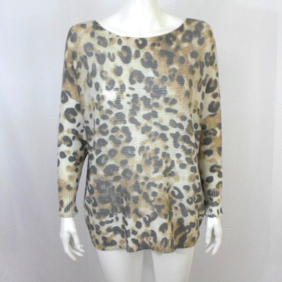 M Brand Knit Sweater Leopard Print Dolman Sleeve Made in Italy - Picture 1 of 7